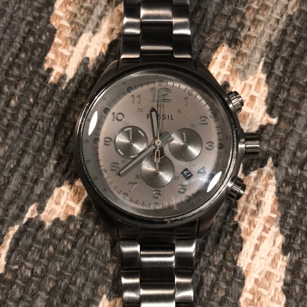 Gunmetal Fossil watch